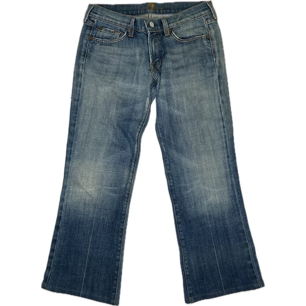 7 For All Mankind Jeans Womens Blue Denim Distressed Bootcut 27x25